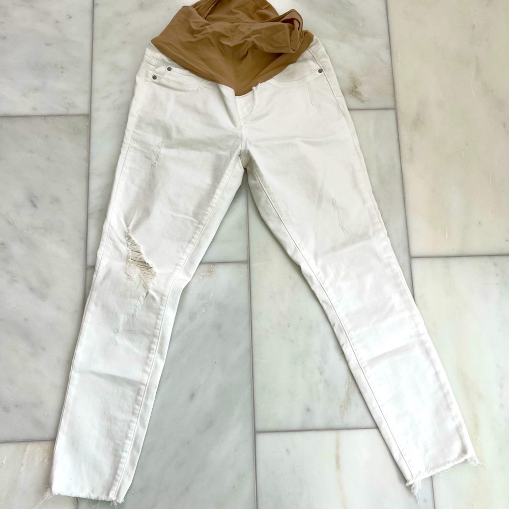 White maternity jeans
